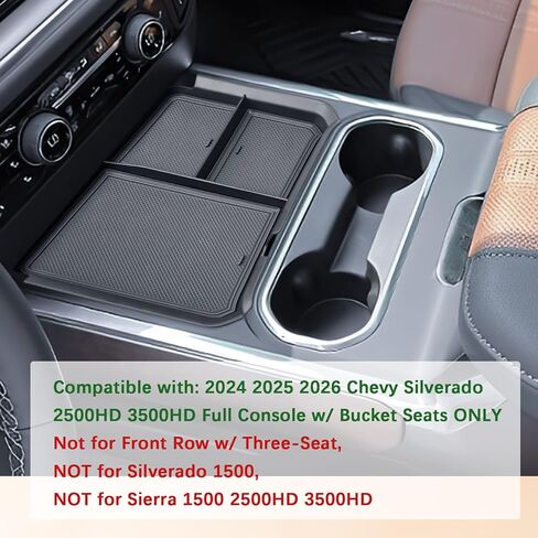 TACOBRO Front Center Console Organizer Tray Compatible with 2024-2025 2026 Chevy Silverado 2500HD/3500HD - Durable ABS Plastic with Rubber Pads - Silverado 2500HD/3500HD Storage Accessories in Saudi Arabia