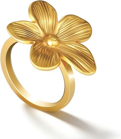 14K Gold Plated Surgical Hypoallergenic Stainless Steel Dainty Flower Ring for Women in Kuwait