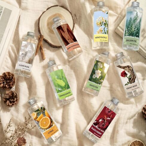 STRN Reed Diffuser Oil Refill, Black Cherry Scented Diffuser Oil Refills with 6 Reed Sticks 200ML(6.8fl.oz), Room Fresheners for Home, Long-Lasting Fragrance for Living Room, Bedroom, Office in Kuwait