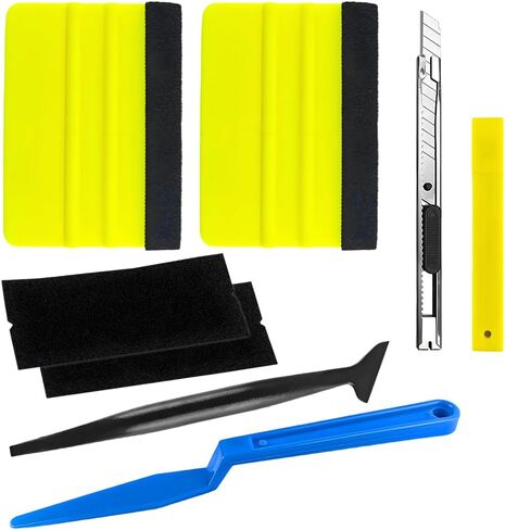 Car Window Tint Kit, 17PCS Vehicle Vinyl Wrap Tool Kit with 2PCS Felt Squeegee and Felt Replacement, Automotive Glass Protective Film Wrapping Installation Set, Universal Fit in Kuwait