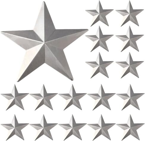 GORGECRAFT 40Pcs 7.6cm Large Silver Barn Star Metal Vintage Rustic Galvanized Primitive 3D Unfinished Wreath Decorative Small Stars for DIY Crafts Christmas Tree Hanging Wall Decor Accessories in Saudi Arabia