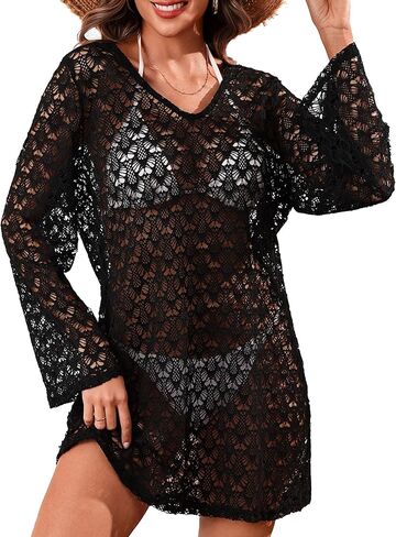 Totatuit ملابس السباحة التستر للنساء الكروشيه بيكيني لباس سباحة 2026 الصيف عطلة الخامس الرقبة الشاطئ التستر اللباس in Kuwait