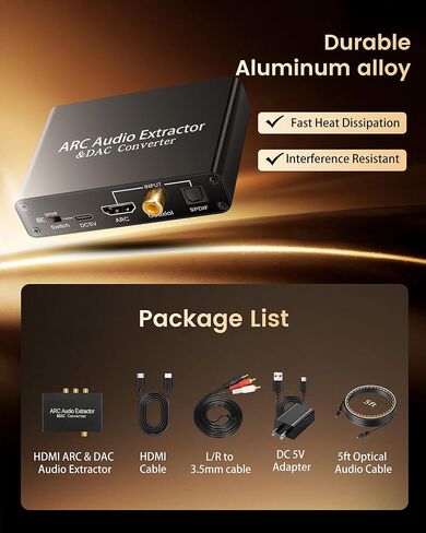 avedio links 4K HDMI Audio Extractor Splitter، 1080P HDMI إلى HDMI Audio Converter + Toslink SPDIF البصري + L/R صوت تناظري ستيريو، محول صوت HDMI لعصا النار، مشغل بلو راي (4K 30 هرتز أخضر) in Kuwait