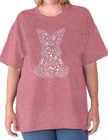 Plus Size Happy Easter Graphic Spring Shirt Cute Letter Printed Blouse Tees Women Casual Short Sleeve Tops in Saudi Arabia
