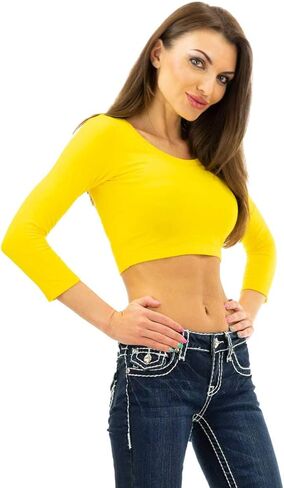 Vivian's Fashions Top - Crop Top, 3/4 Sleeve in Saudi Arabia