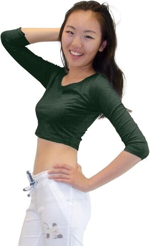 Vivian's Fashions Top - Crop Top, 3/4 Sleeve in Saudi Arabia