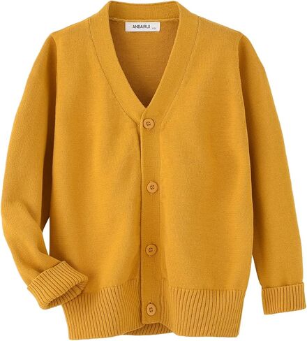 Unisex Boys Girls Cardigans Sweater V-Neck Long Sleeve School Uniforms Button Knit Tops in Kuwait