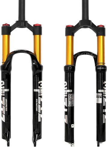 BOLANY MTB Fork Mountain Bike Suspension Fork，26/27.5/29 inch Air Mountain Bike Suspension Fork Suspension MTB Gas Fork 100mm Travel Straight/Tapered Tube Bicycle Front Fork (27.5, Straight-Manual) in Kuwait