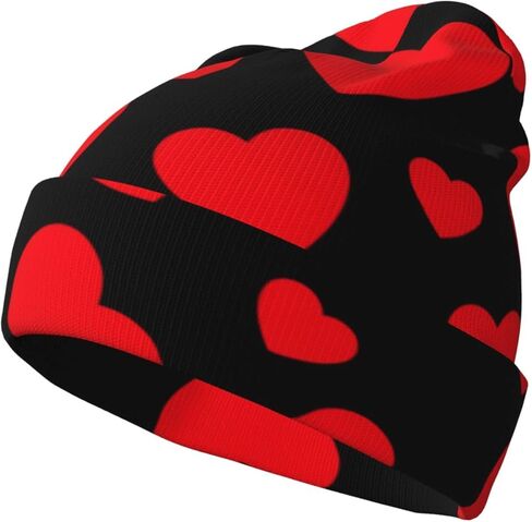 Valentine's Red Heart Slouchy Beanie Cap for Men Women Winter Knit Warm Thick Skully Stocking Hat in Kuwait