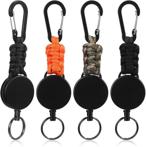 حبل سلسلة مفاتيح قابل للسحب من NUOBESTY مع سلك تلسكوبي عالي التحمل وحلقة تسلق آمنة للشارة للتنزه في الهواء الطلق والاستخدام اليومي حلقة مفاتيح حبل قابلة للتمدد in Kuwait
