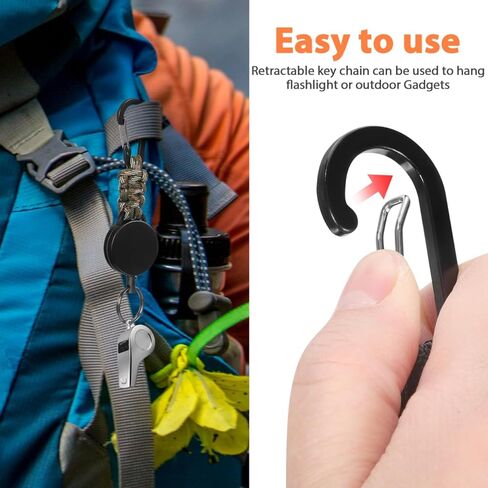 حبل سلسلة مفاتيح قابل للسحب من NUOBESTY مع سلك تلسكوبي عالي التحمل وحلقة تسلق آمنة للشارة للتنزه في الهواء الطلق والاستخدام اليومي حلقة مفاتيح حبل قابلة للتمدد in Kuwait