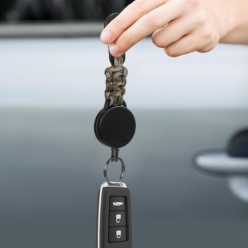 حبل سلسلة مفاتيح قابل للسحب من NUOBESTY مع سلك تلسكوبي عالي التحمل وحلقة تسلق آمنة للشارة للتنزه في الهواء الطلق والاستخدام اليومي حلقة مفاتيح حبل قابلة للتمدد in Kuwait