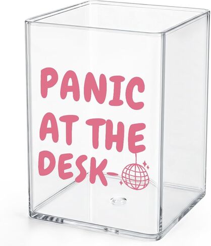 Pink Funny Panic at the Desk Girly Office Quotes Desk Pencil Holder Appreciation Administrative Professional Day Gifts for Women Men Manager Coworker Friend Acrylic Pen Holder Pencil Pen Cup in Saudi Arabia