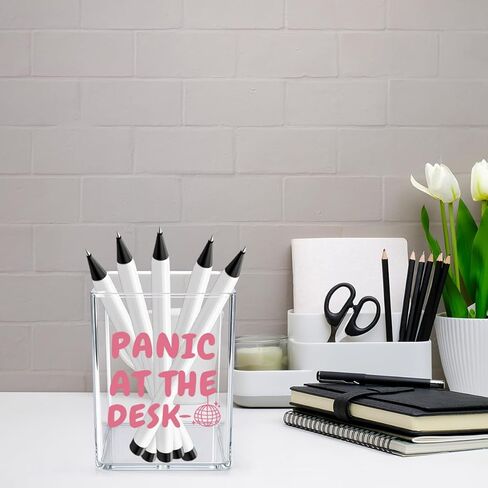 Pink Funny Panic at the Desk Girly Office Quotes Desk Pencil Holder Appreciation Administrative Professional Day Gifts for Women Men Manager Coworker Friend Acrylic Pen Holder Pencil Pen Cup in Saudi Arabia