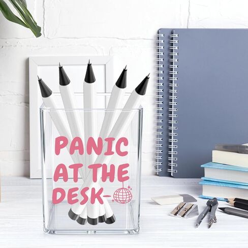 Pink Funny Panic at the Desk Girly Office Quotes Desk Pencil Holder Appreciation Administrative Professional Day Gifts for Women Men Manager Coworker Friend Acrylic Pen Holder Pencil Pen Cup in Saudi Arabia
