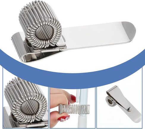 3 قطع مشبك حامل قلم فضي، مشبك حامل قلم بحلقة زنبركية واحدة قابل للتعديل، مشبك معدني من الفولاذ المقاوم للصدأ منظم قلم رصاص لمجلة حافظة الكمبيوتر المحمول in Kuwait