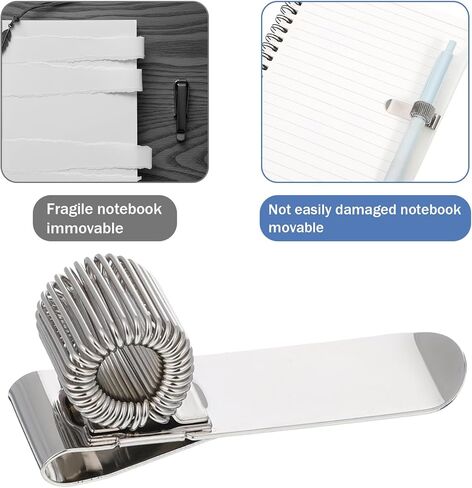 3 قطع مشبك حامل قلم فضي، مشبك حامل قلم بحلقة زنبركية واحدة قابل للتعديل، مشبك معدني من الفولاذ المقاوم للصدأ منظم قلم رصاص لمجلة حافظة الكمبيوتر المحمول in Kuwait
