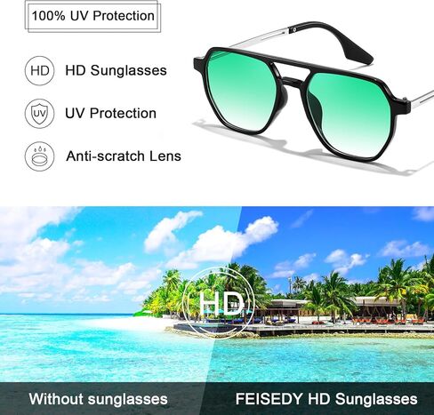 FEISEDY Retro 70s Aviator Sunglasses for Women Men Vintage Square Trendy Oversized Shades UV400 B0145 in Saudi Arabia