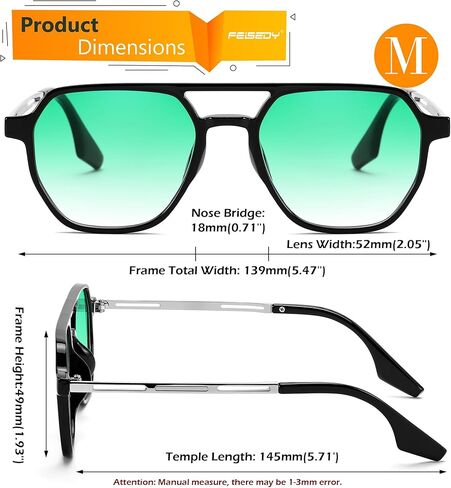 FEISEDY Retro 70s Aviator Sunglasses for Women Men Vintage Square Trendy Oversized Shades UV400 B0145 in Saudi Arabia