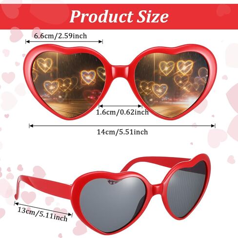 Lusofie 2pcs Heart Shaped Sunglasses - Heart Shaped Diffraction Glasses for Festival Rave Party Accessories for Women Men Rave Glasses in Saudi Arabia