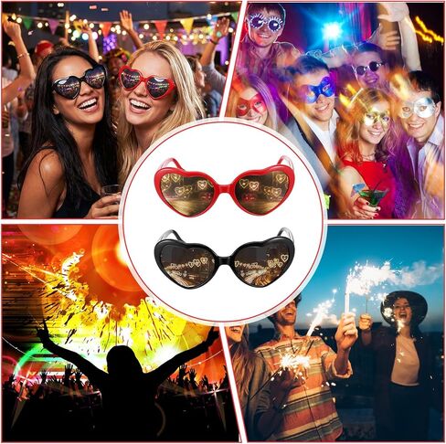 Lusofie 2pcs Heart Shaped Sunglasses - Heart Shaped Diffraction Glasses for Festival Rave Party Accessories for Women Men Rave Glasses in Saudi Arabia