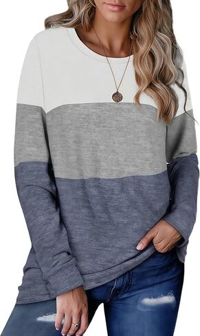 Women's Casual Long Sleeve Tops Soft Fall Sweatshirt Loose Fit Fashion Tops in Saudi Arabia