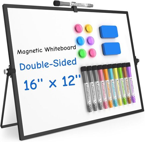 Grtard Magnetic Dry Erase Board with Stand, 18''x14'' Double-Sided White Board for Kids, Desktop Whiteboard with Stand, Large White Board, Desk Whiteboard Portable, Dry Erase Board for Kids, Memo in Saudi Arabia