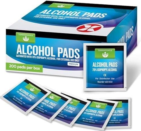 Medium Alcohol Wipes Individually Wrapped - 200 Sterile Alcohol Prep Pads Saturated with 70% Isopropyl - for Home, First Aid Kits, and Medical Use in Kuwait