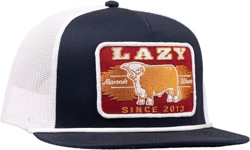 قبعة Lazy J Ranch باللونين الأزرق الداكن والأبيض Wildfire Classic Rope Trucker - قبعات ريفية قابلة للتعديل للجنسين in Kuwait