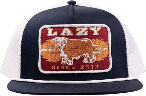 قبعة Lazy J Ranch باللونين الأزرق الداكن والأبيض Wildfire Classic Rope Trucker - قبعات ريفية قابلة للتعديل للجنسين in Kuwait