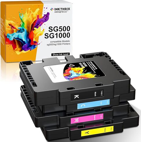 خراطيش حبر التسامي SG500/SG1000 الجديدة متوافقة مع طابعات Sawgrass SG500 SG1000، مع رقائق مستوى النانو، متوافقة مع إصدارات البرامج الثابتة 3.9.0 (أسود، سماوي، أرجواني، أصفر، 4 عبوات) in Kuwait