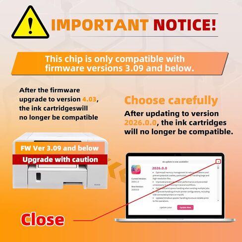 خراطيش حبر التسامي SG500/SG1000 الجديدة متوافقة مع طابعات Sawgrass SG500 SG1000، مع رقائق مستوى النانو، متوافقة مع إصدارات البرامج الثابتة 3.9.0 (أسود، سماوي، أرجواني، أصفر، 4 عبوات) in Kuwait
