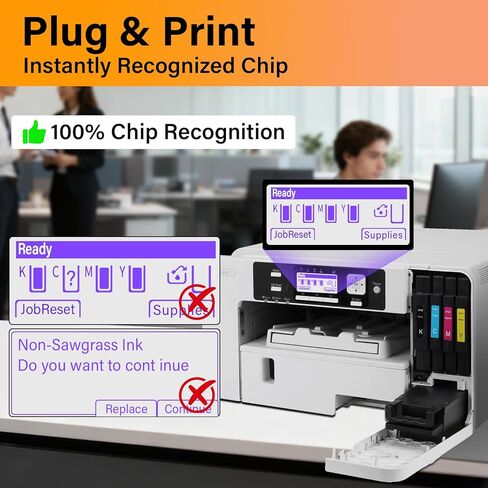 خراطيش حبر التسامي SG500/SG1000 الجديدة متوافقة مع طابعات Sawgrass SG500 SG1000، مع رقائق مستوى النانو، متوافقة مع إصدارات البرامج الثابتة 3.9.0 (أسود، سماوي، أرجواني، أصفر، 4 عبوات) in Kuwait