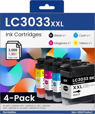 خراطيش حبر LC3033 LC3033XXL عالية الإنتاجية للغاية LC30334PKS بديلة لخراطيش حبر Brother LC3033 XXL لحبر الطابعة MFC-J995DW MFC-J805DW MFC-J815DW MFC-J995DW XL MFC-J805DW XL حبر الطابعة 4 عبوات in Saudi Arabia