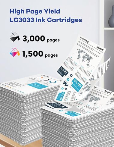 خراطيش حبر LC3033 LC3033XXL عالية الإنتاجية للغاية LC30334PKS بديلة لخراطيش حبر Brother LC3033 XXL لحبر الطابعة MFC-J995DW MFC-J805DW MFC-J815DW MFC-J995DW XL MFC-J805DW XL حبر الطابعة 4 عبوات in Saudi Arabia