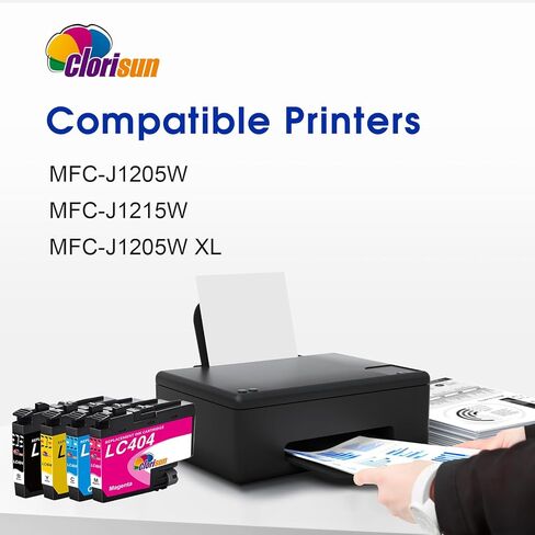 Clorisun LC404 Ink Cartridges for Brother Printer Compatible for MFC-J1205W Ink Cartridges MFC-J1215W MFC-J1205W XL Printer (Black Cyan Magenta Yellow, 4Pack) LC404 Ink in Kuwait