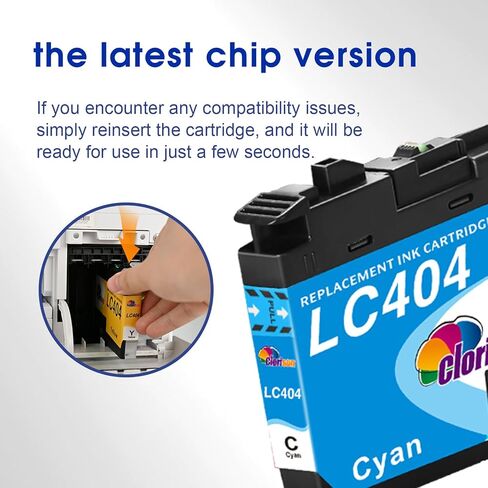 Clorisun LC404 Ink Cartridges for Brother Printer Compatible for MFC-J1205W Ink Cartridges MFC-J1215W MFC-J1205W XL Printer (Black Cyan Magenta Yellow, 4Pack) LC404 Ink in Kuwait