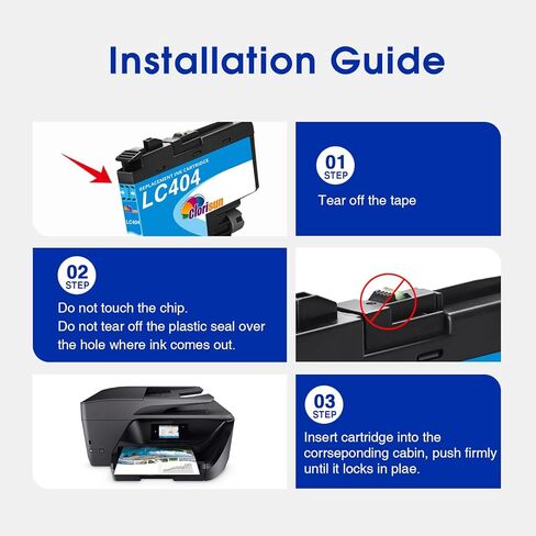 Clorisun LC404 Ink Cartridges for Brother Printer Compatible for MFC-J1205W Ink Cartridges MFC-J1215W MFC-J1205W XL Printer (Black Cyan Magenta Yellow, 4Pack) LC404 Ink in Kuwait