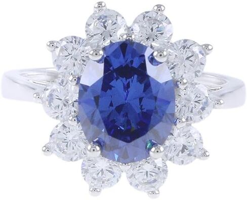 Jewel Zone US 4.50 قيراط بيضاوي مقلد الياقوت الأزرق 925 خاتم خطوبة سوليتير من الفضة الإسترليني in Saudi Arabia