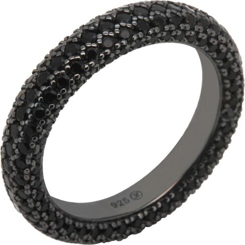 925 Sterling Silver 14k Gold Vermeil Black Rhodium Plated AAA Cubic Zirconia 4mm Eternity Wedding Band Ring in Saudi Arabia