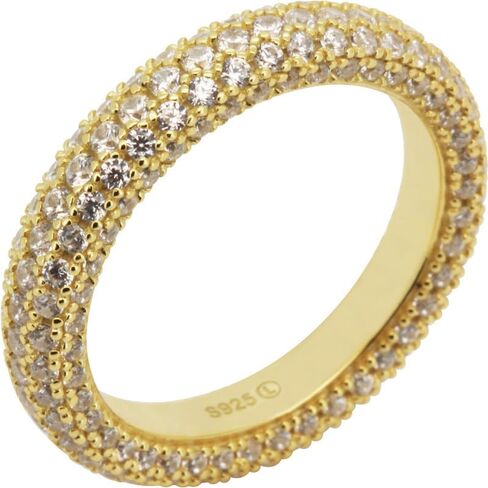 925 Sterling Silver 14k Gold Vermeil Black Rhodium Plated AAA Cubic Zirconia 4mm Eternity Wedding Band Ring in Saudi Arabia