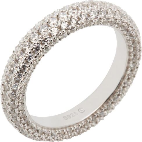 925 Sterling Silver 14k Gold Vermeil Black Rhodium Plated AAA Cubic Zirconia 4mm Eternity Wedding Band Ring in Saudi Arabia
