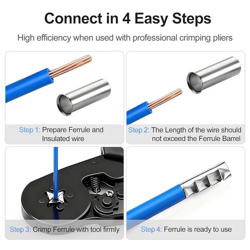 Baomain AWG 8 / 10mm² Long: 15mm (.591") &AWG 10/6.0mm² Long: 12mm Wire Copper Crimp Connector Non Insulated Ferrule Pin Cord End Terminal 200pcs in Saudi Arabia