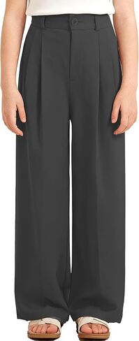 Betusline Girls' High Elastic Waist Wide Leg Pants, 3 Years - 13 Years in Kuwait