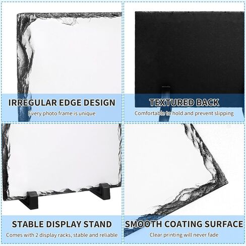 10 Pcs Sublimation Slate Blanks,Heat Thermal Transfer Stone Slate Picture Frame with Display Stand DIY Sublimation Rock Photo Plaque for Desktop Souvenir Birthday Wedding(6" x 8") in Saudi Arabia