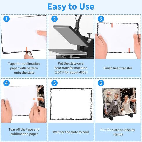 10 Pcs Sublimation Slate Blanks,Heat Thermal Transfer Stone Slate Picture Frame with Display Stand DIY Sublimation Rock Photo Plaque for Desktop Souvenir Birthday Wedding(6" x 8") in Saudi Arabia