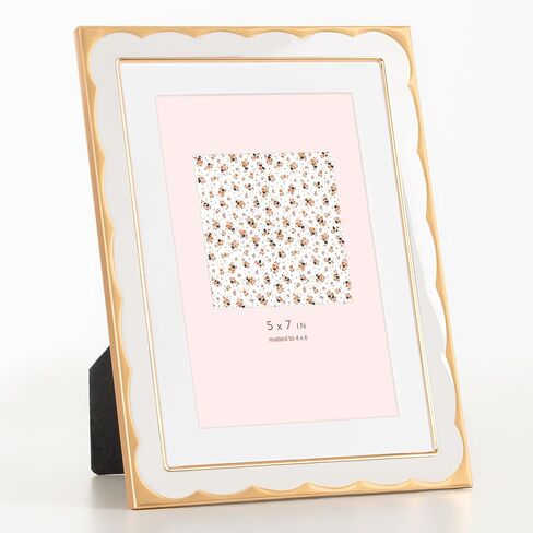 إطارات صور من المينا مقاس 4 × 6 من Marsmiles مع حافة معدنية ذهبية مصممة بشكل متموج، إطار صور من الزجاج المقسى مع ظهر مخملي لسطح الطاولة والعرض على الحائط عموديًا أو أفقيًا، المكتب المنزلي، البحرية in Kuwait