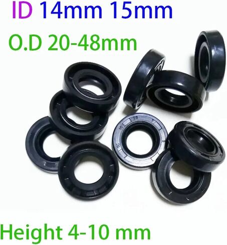 ID14-15mm TC/FB/TG4 Skeleton Oil Seal Rings NBR Double Lip Seal For Rotation Shaft OD: 20mm - 48mm Height: 4mm - 10mm(14x20x4mm 10pcs) in Kuwait