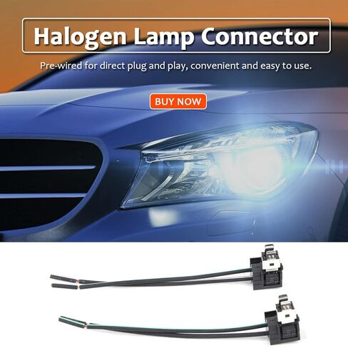 Car Headlight Socket Adapter, Prewired for H1 Bulb, 2Pcs Wiring Harness Connector Plug Adapter Line for H1 Bulbs in Saudi Arabia