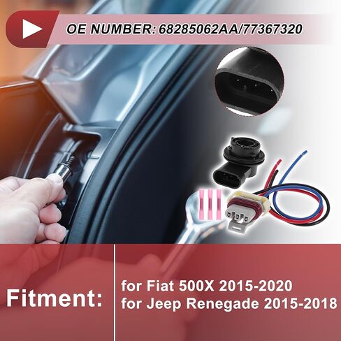 1 Set DRL Daytime Running Light Socket Wiring for Fiat 500X 2015-2020 No.68285062AA/77367320 Lamp Bulb Pigtail Connector Harness in Saudi Arabia